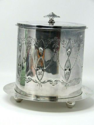 Silver Ep Victorian James Dixon Sons 1879 Sheffield England Biscuit Barrel Jar