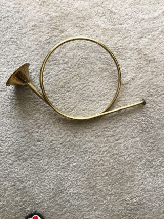 Large Vintage Brass Hunting French Horn Bugle Round Bell Wall Decor 19 X 11 In.
