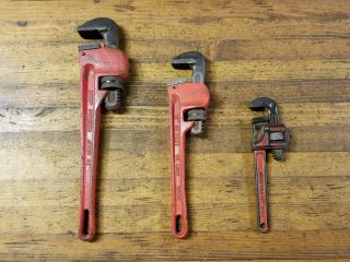 Vintage Plumbing Monkey Pipe Wrenches ☆ Adjustable Plumber Mechanic Tools Wrench