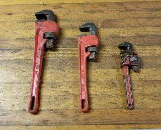 VINTAGE PLUMBING Monkey Pipe Wrenches ☆ Adjustable Plumber Mechanic Tools Wrench 3