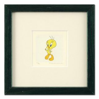 " Tweety Bird " Limited Edition 8x8 Custom Framed Etching With Hand - Tinted Color