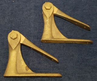 Pair Vintage Chris Craft Brass Foot Rest Bracket / Transom / Step Hinge