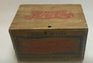 Pepsi Cola Vintage Wooden Box Crate w/ Bottle Cap Checkers Game on Lid 2