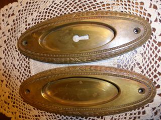 Vintage Antique Victorian Oval Pocket Door Pulls 82019 A