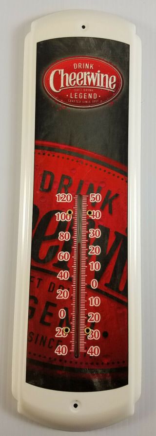 Cheerwine Soft Drink Legend Since 1917 Red Gray Heavy Duty Metal Adv Thermometer