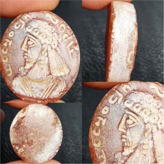 Old Inscription Sassanian Ancient Face King Seal Stone Cabochon 28