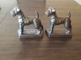 Vintage Bookends Dog Statue Terrier,  Airedale,  Fox,  Welsh.  Bronze