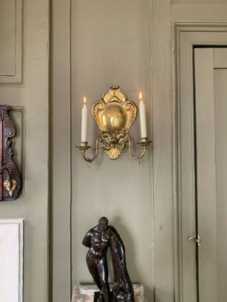 19th century arts and crafts aesthetic movement Victorian brass wall sconce 3