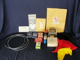 18 Vintage Magic Show Tricks Rings Cards Rice Bowls Scarves