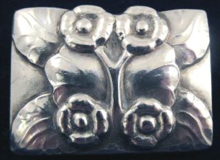 Georg Jensen Sterling Silver Rectangle Flower Pin Brooch 66