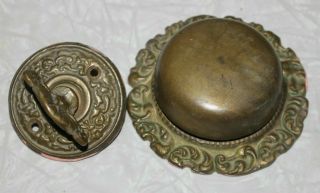 Antique Victorian Fancy Cast Mold Brass Hand Crank Twist Lever Turn Door Bell