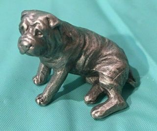 Shar Pei Pewter Mini Dog Figurine Signed By P.  Davis Rawcliffe Pewter 1986