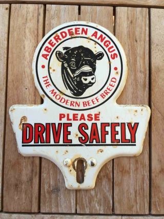 Old Aberdeen Angus Modern Beef Breed Advertising Cattle License Plate Topper