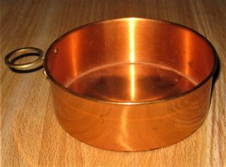 Vtg Aurus 5 " X 1.  75 " Solid Copper Pan.  Brass Hanger.  Made In Portugal