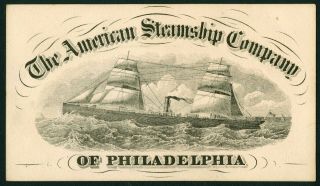 American Steamship Company Of Philadelphia Trade Card
