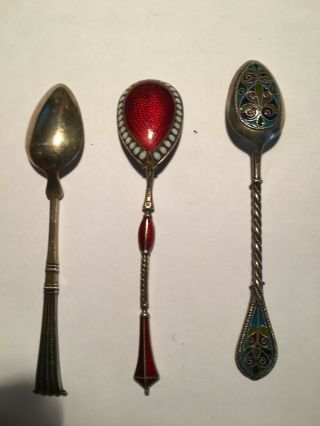 Antique David Andersen Sterling Silver Demitasse Spoons