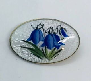 David Andersen Vintage Norway Sterling Silver Enamel Guilloche Flower Small Pin