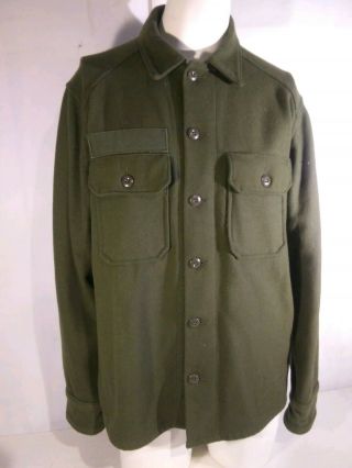 Vintage Korean War Wwii Us Army Wool Uniform Dress Shirt Size Large Od Green