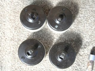 20 Vintage Light Switches Brown Bakelite And Ceramic 2 Inch