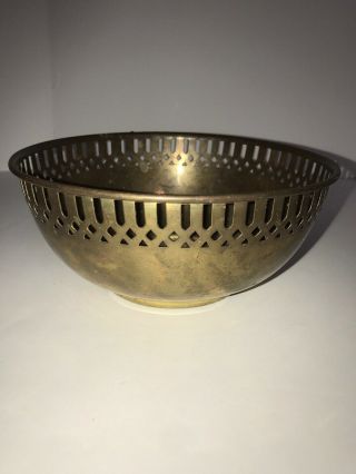 Vintage Solid Brass Garden Planter Round Pot Bowl 8 - 1/4 " X 3 1/4 " High