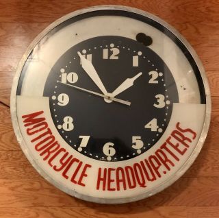 Vintage Shop Clock Motorcycle Headquarters