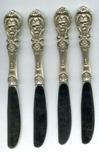 4 Francis 1st Modern Butter Knives Reed & Barton Sterling Silver Handled 6 - 3/8 I