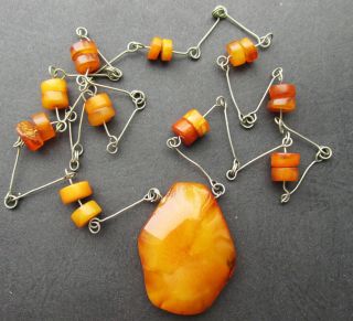 Antique Natural Baltic Amber Necklace 26.  6g.