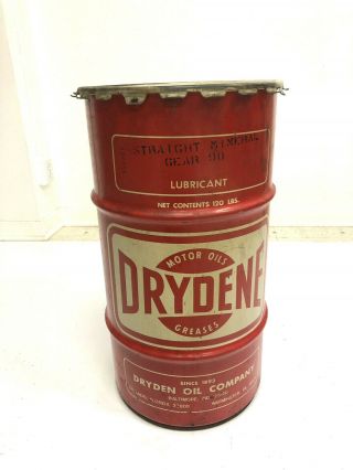 Vintage Drydene Oil Barrel Industrial Advertising Man Cave Trash Can Art Decor