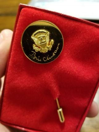 President Bill Clinton Gold Plated Presidential Seal Stick Pin - White House