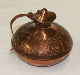 Vintage Hand Hammered Copper Small Pot Pitcher - Made In Albania 4 " Tall