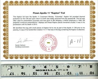 Apollo 11 - Gold Kapton Foil Flown to the Moon - On - $49.  95 - NASA 2