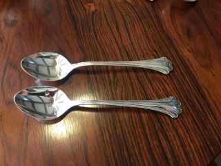 Pair English Chippendale By Reed & Barton Sterling Silver Soup Spoons 6 3/4 "