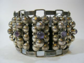 Early Vintage Mexican Silver & Amethyst Bracelet 1940 