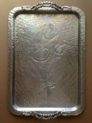 Large Vintage Aluminum Tulip Tray By Rodney Kent Hand Wrought Creations 412