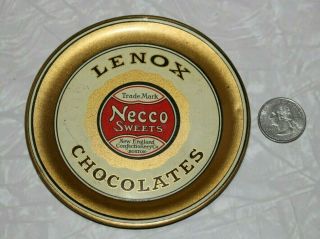 Antique Necco Sweets Lenox Chocolates Tin Litho Advertising Tip Tray Boston