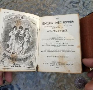 1872 Odd Fellows Pocket Companion Signed