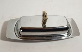 Vintage Metal Kromex Butter Dish With Glass Insert Made In Usa
