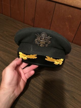 Ww2 Us Officer Visor Cap Hat Army Costume Parade Vintage Size 7