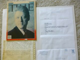 Signed Letter From President Elect Bill Clinton With Envelope