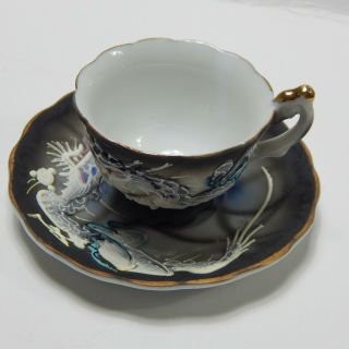 Porcelain / Bone China Mini Tea Cup And Saucer With Raised Dragons