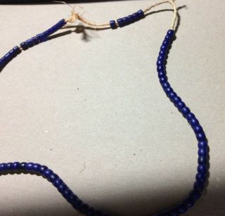 African Trade Beads Vintage Czech Bohemian Old Glass Cobalt Blue Beads On Rafia