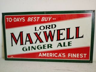 Embossed Ginger Ale Sign Lord Maxwell Advertising Country Store