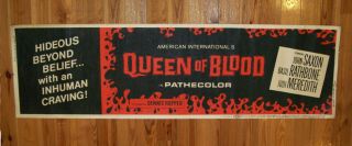 Vtg 1966 Queen Of Blood Movie Poster 24x82 Dennis Hopper Basil Rathbone