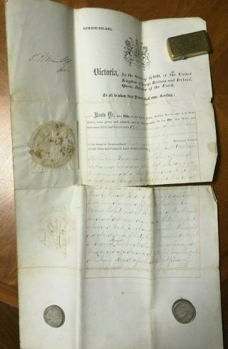 1889 Newfoundland Land Grant Signed By Governor & Attorney General
