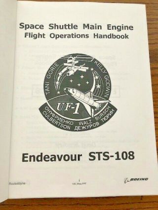 2001 Nasa Rocketdyne Space Shuttle Endeavour Sts - 108 Flight Operations Handbook