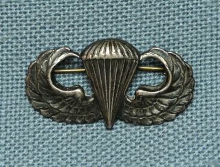 Sterling U.  S.  Army Basic Parachutist Jump Wings Badge,  Wwii - Korean War