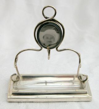 Antique Solid Silver Ring Stand With Photo Frame 1909