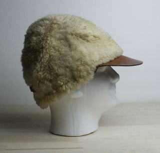 Vintage Circa WWII Era Swedish Army Military Winter Hat Cap Shearling Sheepskin 3