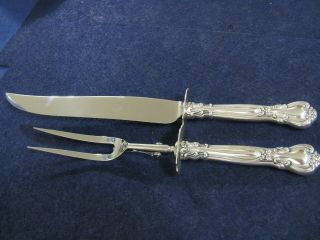 " Chantilly " By Gorham Sterling Large 13 " Knife Carving Set.  Very Fine