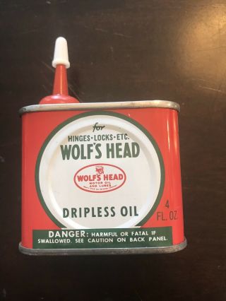 Wolfs Head Oil 4oz Handy Oiler Dripless Nos Vintage
